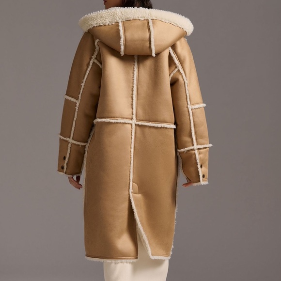 Women's Tan Shearling Coat - Picture 4 of 14